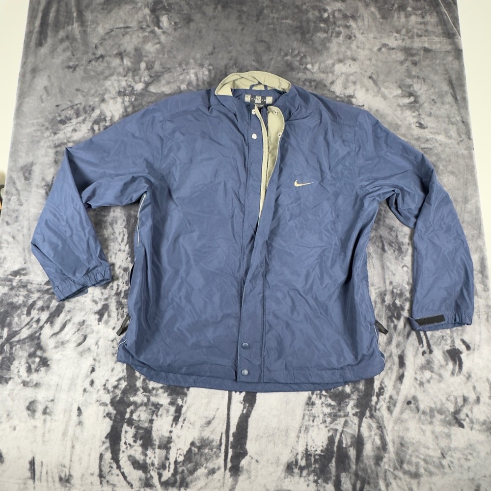 Nike Golf Windbreaker Jacket Mens Large Blue Long Sleeve Zip Vented 4421
